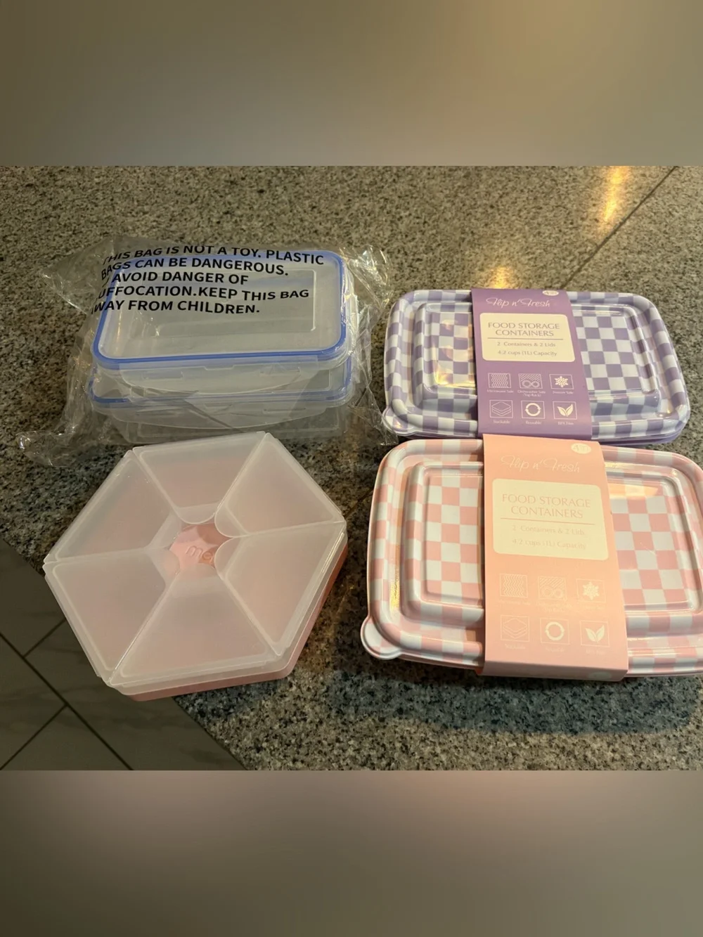 Target Checkerboard Food Storage Containers - Pink and Purple Set